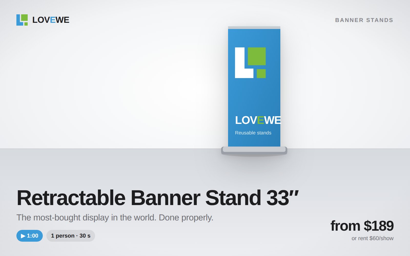 Retractable Banner Stand 33″ exhibition stand