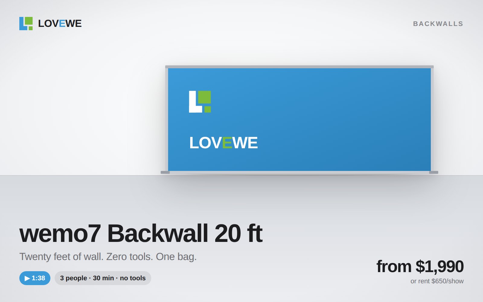 wemo7 Backwall 20 ft exhibition stand